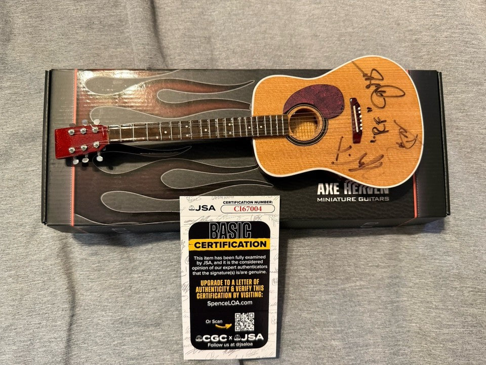 Rascal Flatts Signed and Inscribed RF AXE HEAVEN® Dreadnought Acoustic Mini Guitar JSA COA