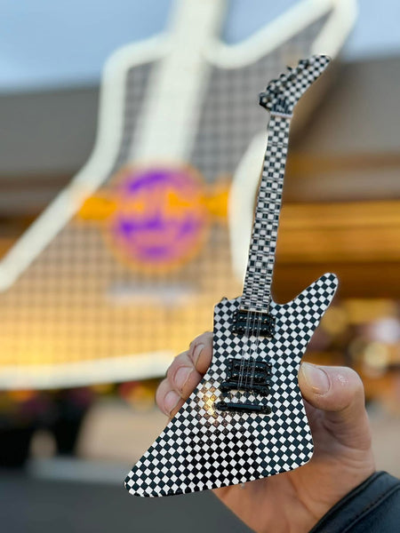 Rock’n Vodka Promo Mini Guitar - RICK NIELSEN™ Checkered EXP Replica Collectible