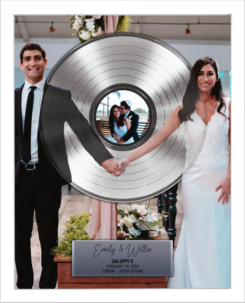 Custom Art on Record WEDDING GIFT - Framed Gold & Platinum Record Tribute - 18" x 22"
