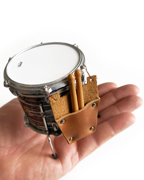 Mini Leather Drumstick Bag & Drumsticks for 1:4 Scale Drums