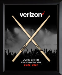 Custom ROCKSTAR Award Framed Shadowbox with Drumsticks - 18" x 22" Great for Artists, Bands, & Corporate Gifts!