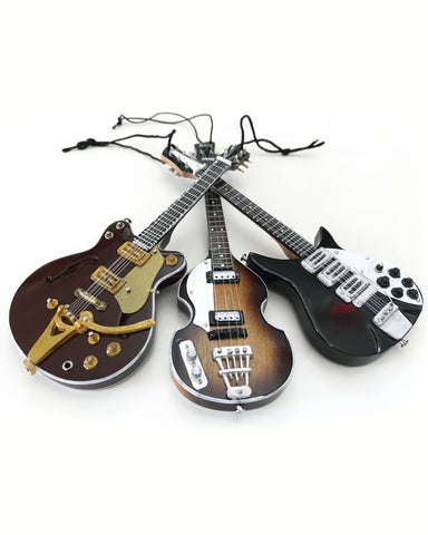 6” Fab Four Ed Sullivan Set of 3 Mini Guitar Holiday Ornament