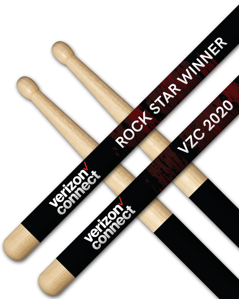 Custom Personalized Drum Sticks with Full Color Imprint Graphics or Images - Solid Hardwood