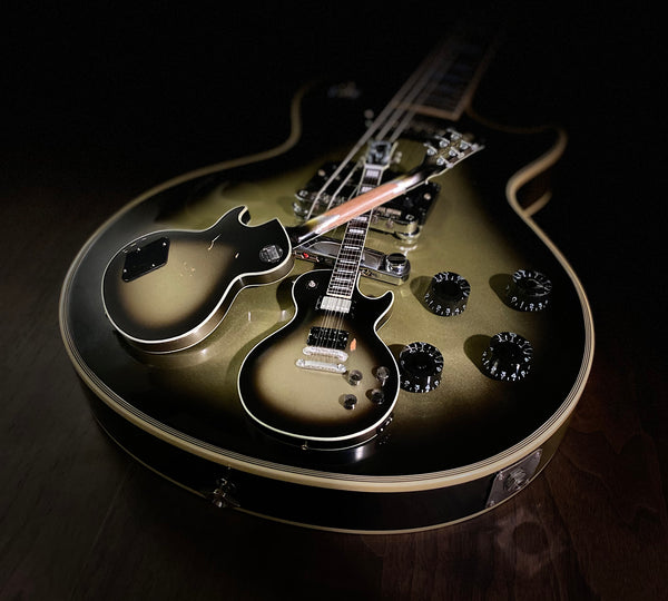 Adam Jones 1979 Gibson Les Paul Custom - Antique Silverburst Mini Guitar Replica 1:4 Scale Model