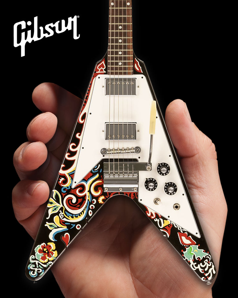 NEW Jimi Hendrix™ Gibson Psychedelic Flying V 1:4 Scale Mini ...