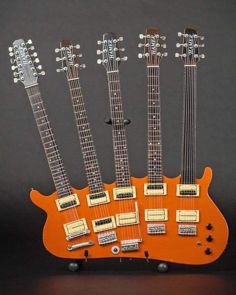 RICK NIELSEN™ Five-Neck Orange Monster Mini Guitar Replica Collectible - Officially Licensed