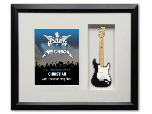 22" x 19" Rockstar Award Framed Shadowbox with 10" Mini Guitar