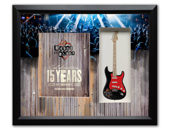 22" x 19" Rockstar Award Framed Shadowbox with Custom Matte Print & 10" Mini Guitar