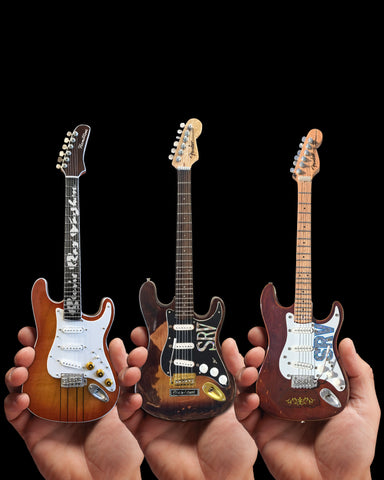 Stevie Ray Vaughan SRV Set of 3 Mini Guitar Replica Collectibles - Officially Licensed Fender