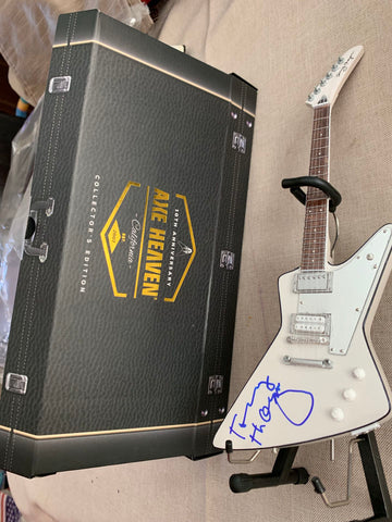 Tommy Thayer from KISS Autographed Miniature Pearl White Lighting Explorer Handcrafted Guitars