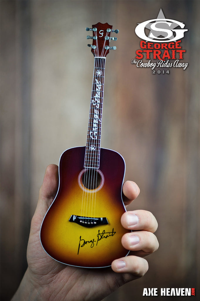 George Strait "Cowboy Rides Away" Mini Guitar Collectible