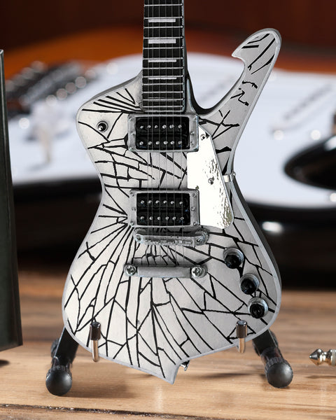 Officially Licensed KISS Paul Stanley Replica Cracked Mirror Iceman Miniature Guitar Model