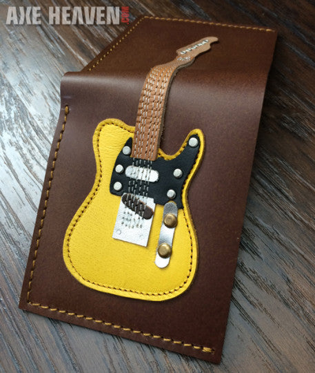 Classic Blonde Electric Guitar Wallet - Handmade from Genuine Leather