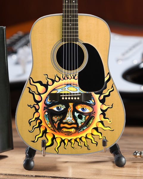 Officially Licensed Sublime Large Sun Logo Natural Finish Acoustic Mini Guitar
