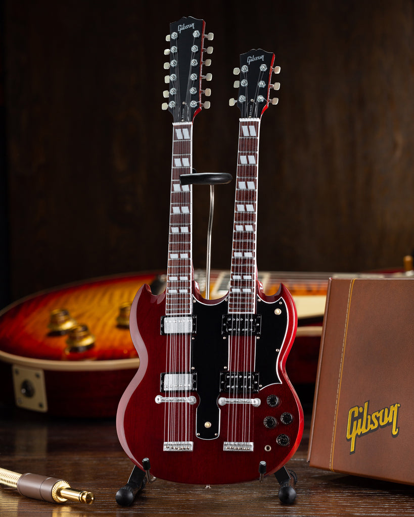 Mini Chitarra Replica Axe Heaven Gibson SG EDS-1275 Doppio Manico Bianca – Don Felder - Foto 3