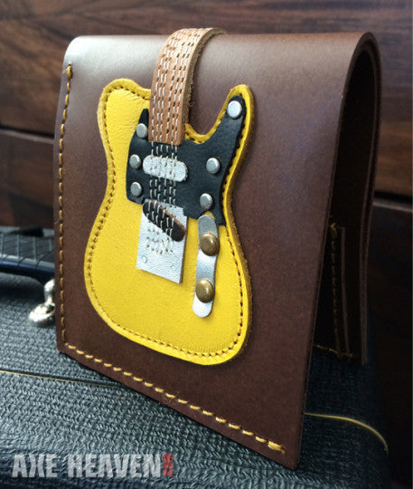 Classic Blonde Electric Guitar Wallet - Handmade from Genuine Leather