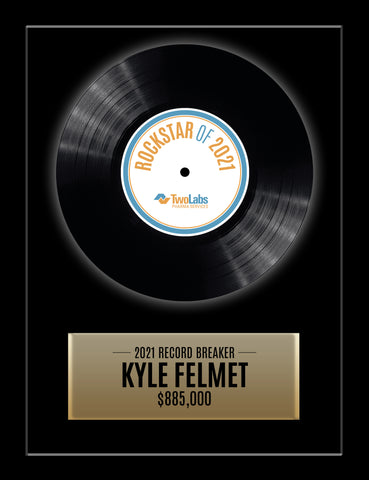 CLASSIC - 11" x 14" Framed 7" Black Record - REAL 45 Single Style Record Rockstar Award
