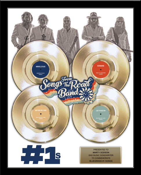 FOUR x 7" Gold Record Framed 18" x 22" Deluxe Rockstar Record Award - Metalized Gold Record