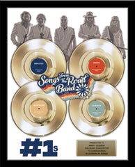 FOUR x 7" Gold Record Framed 18" x 22" Deluxe Rockstar Record Award - Metalized Gold Record