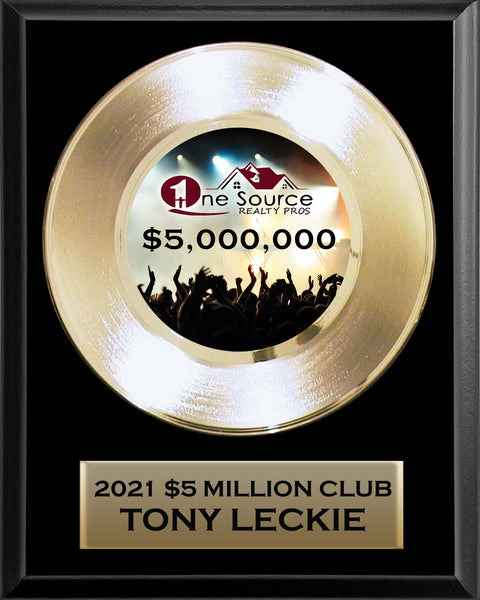 8" x 10" Plaque with 7" Gold Record - 45 Single Style Classic Gold Record Rockstar Award