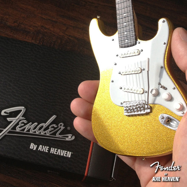 Metallic Gold Fender™ Strat™ - Officially Licensed Miniature Guitar Replica