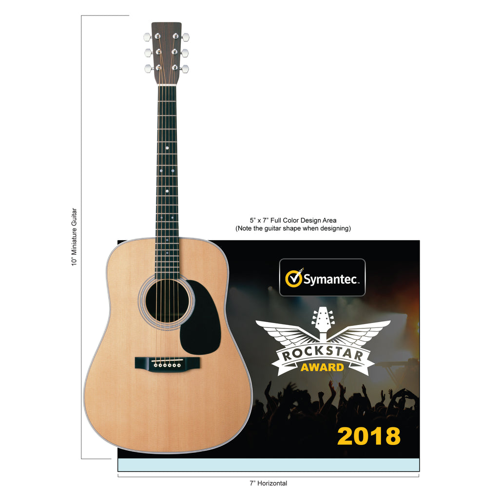 Country Acoustic Guitar Award Trophy with 10" Mini Guitar - 7" x 5" Glass Frame