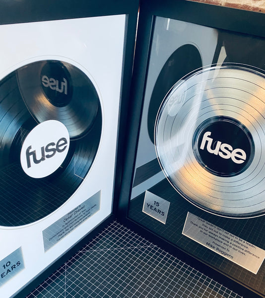 CUSTOM CUT MAT Platinum Record Award - Personalized 18" x 22" Framed Award for Business, Artist, & Band - Platinum Metal Plates Included