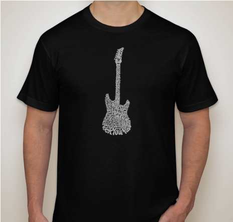 Guitar Heaven Calligram Rock T-Shirt by AXE HEAVEN®