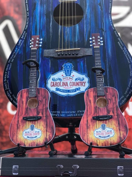 Carolina Country Music Fest 2018 Custom Promo Acoustic Mini Guitar by RonzWorld & Gift Box with Custom Label