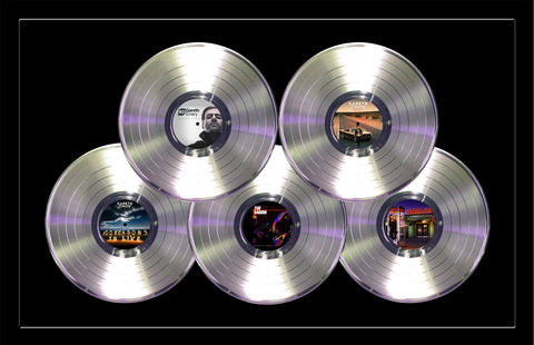 5 x PLATINUM RECORD Achievement Award - 36" x 24" Framed - Real Metalized Platinum Record