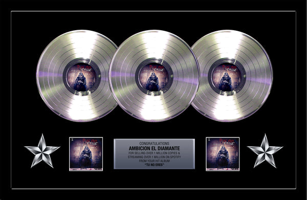 Triple Platinum Framed 36" x 24" Record Business Award - Custom Imprinted Rockstar Award Platinum Record