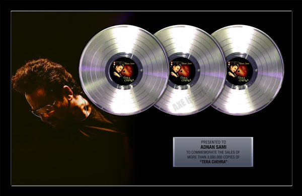 TRIPLE PLATINUM RECORD Artist Achievement Award - 36" x 24" Framed Album Tribute - Custom Full Color Designed Background