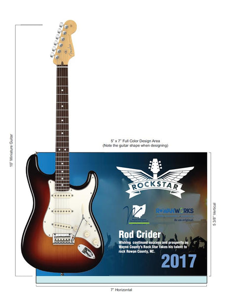 Rockstar Music Award Trophy with 10" Mini Guitar - 7" x 5" Glass Frame