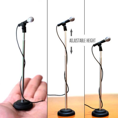 Set of 2 Adjustable Height Miniature Microphones  to complement Rock Star Miniature Guitars & Drums