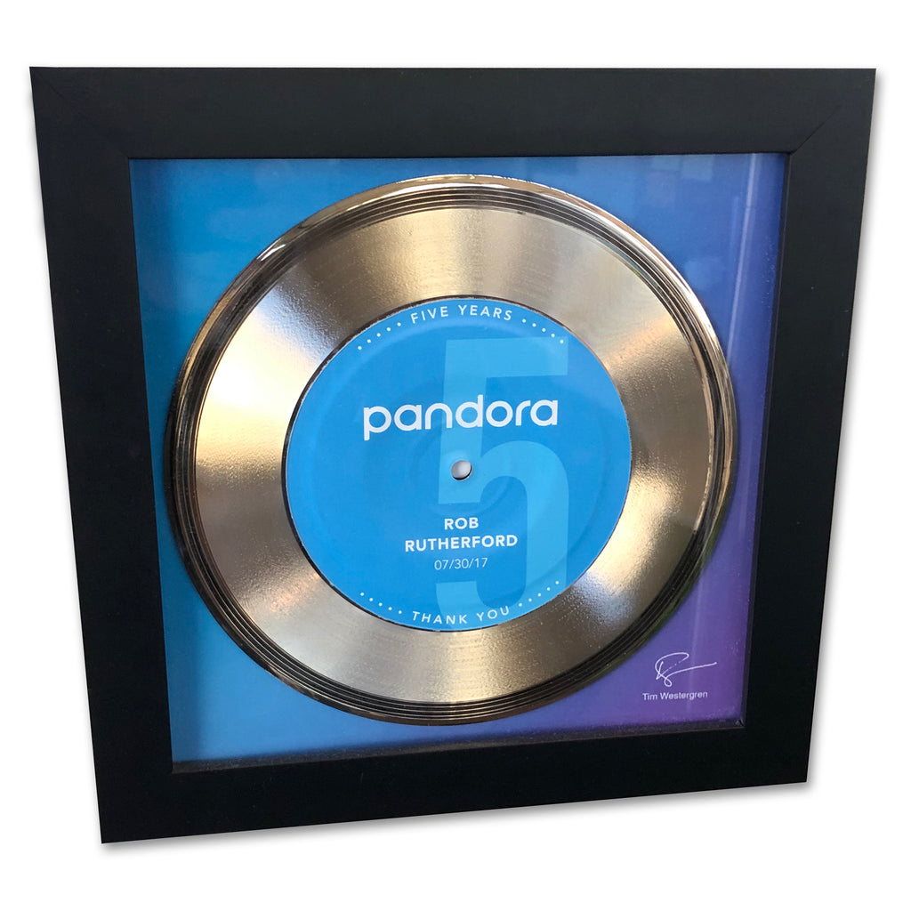9" x 9" Modern Framed 7" Platinum Record - 45 Single Style Platinum Record Rockstar Award