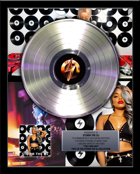 DJ & RADIO STATION PLATINUM RECORD Achievement Award 18" x 22" Framed 12" - Metalized Platinum Reco rd