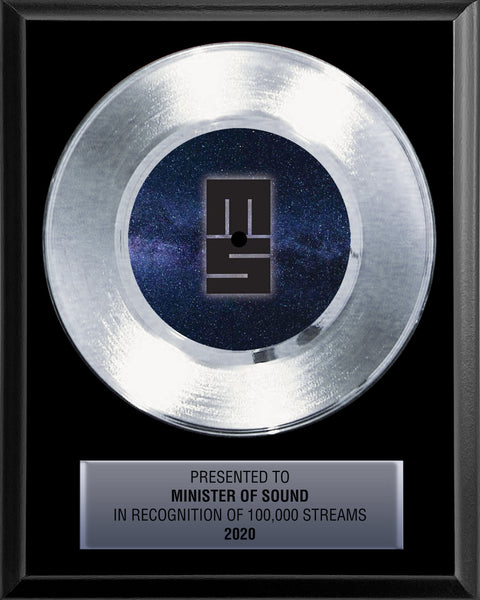 8" x 10" Plaque with 7" Platinum Record - 45 Single Style Classic Platinum Record Rockstar Award