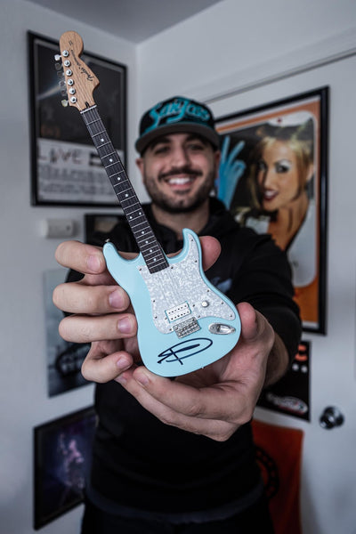 Tom Delonge Signed Surf Green Fender Strat Mini Guitar