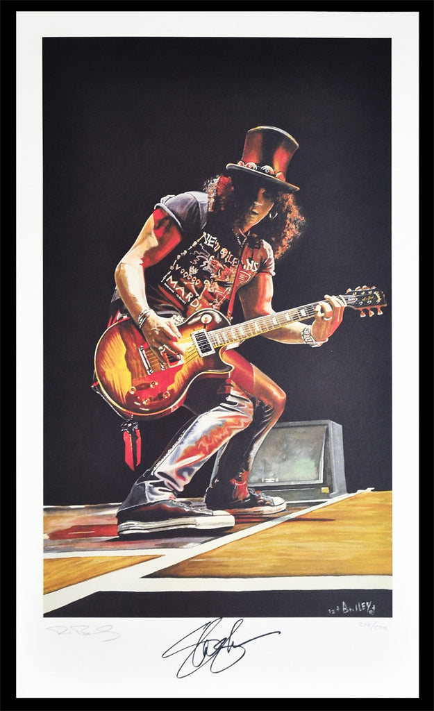 Slash Lithograph by Ron Bailey - Limited Edition - Autographed by Slash