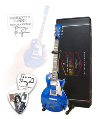 Tommy Thayer from KISS Autographed Miniature Electric Blue Handcrafted Guitars