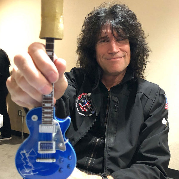 Tommy Thayer from KISS Autographed Miniature Electric Blue Handcrafted Guitars