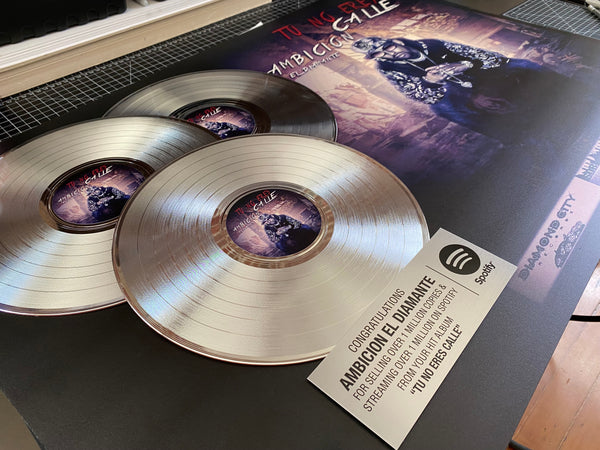 TRIPLE PLATINUM RECORD Artist Achievement Award - 36" x 24" Framed Album Tribute - Custom Full Color Designed Background
